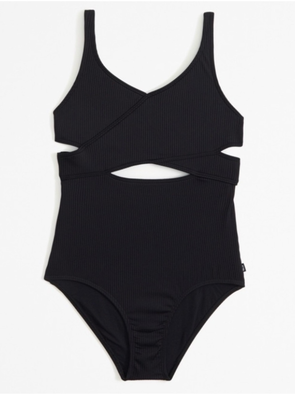 Black Ribbed Cutout One-Piece Swimsuit  Abercrombie & Fitch Girls 9/10